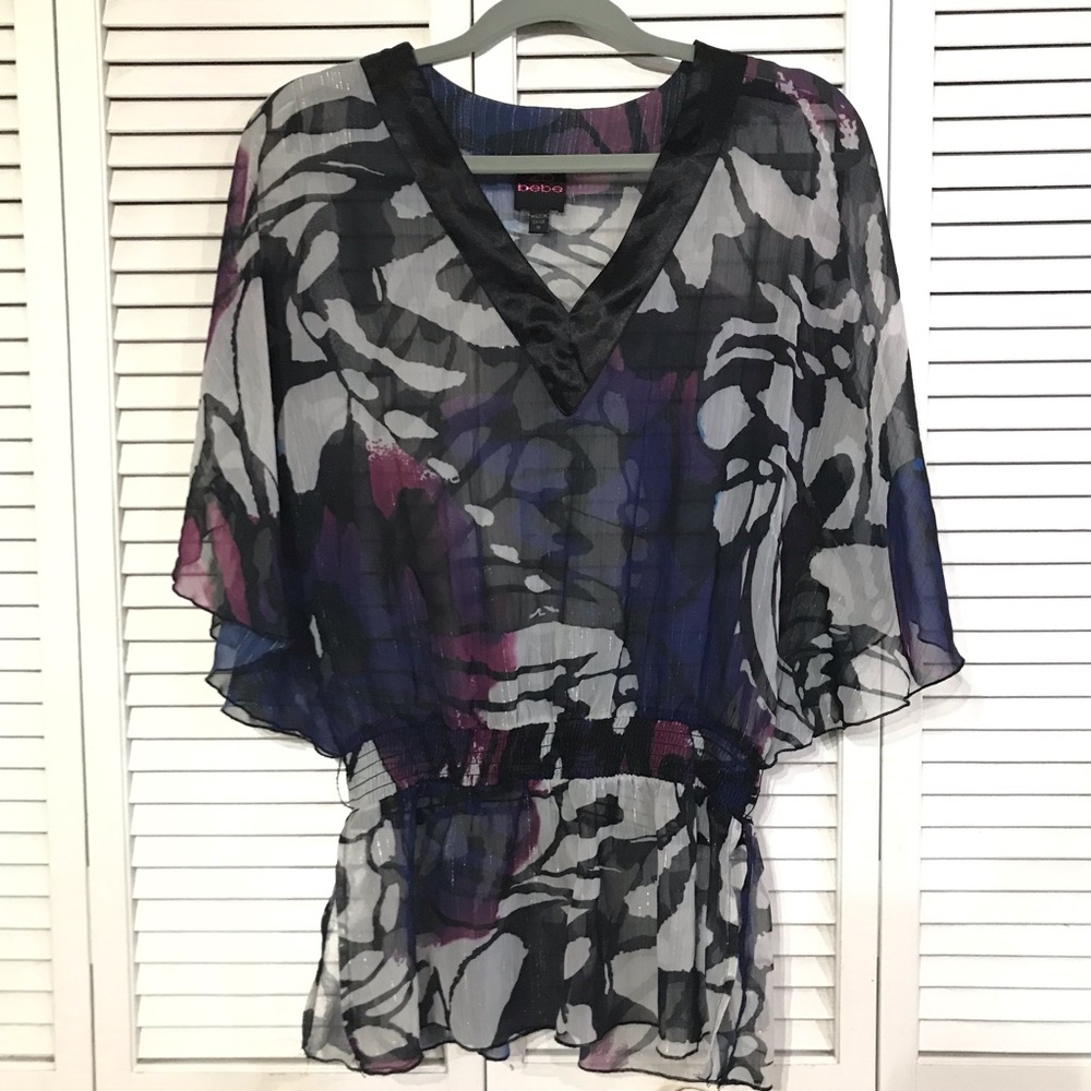 2Be Bebe Butterfly Wing Pattern Blouse